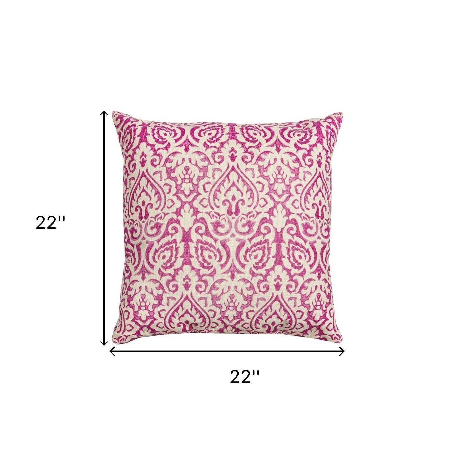 HomeRoots – wholesale Throw/decorative pillow – Pink White Distressed Damask Throw Pillow3