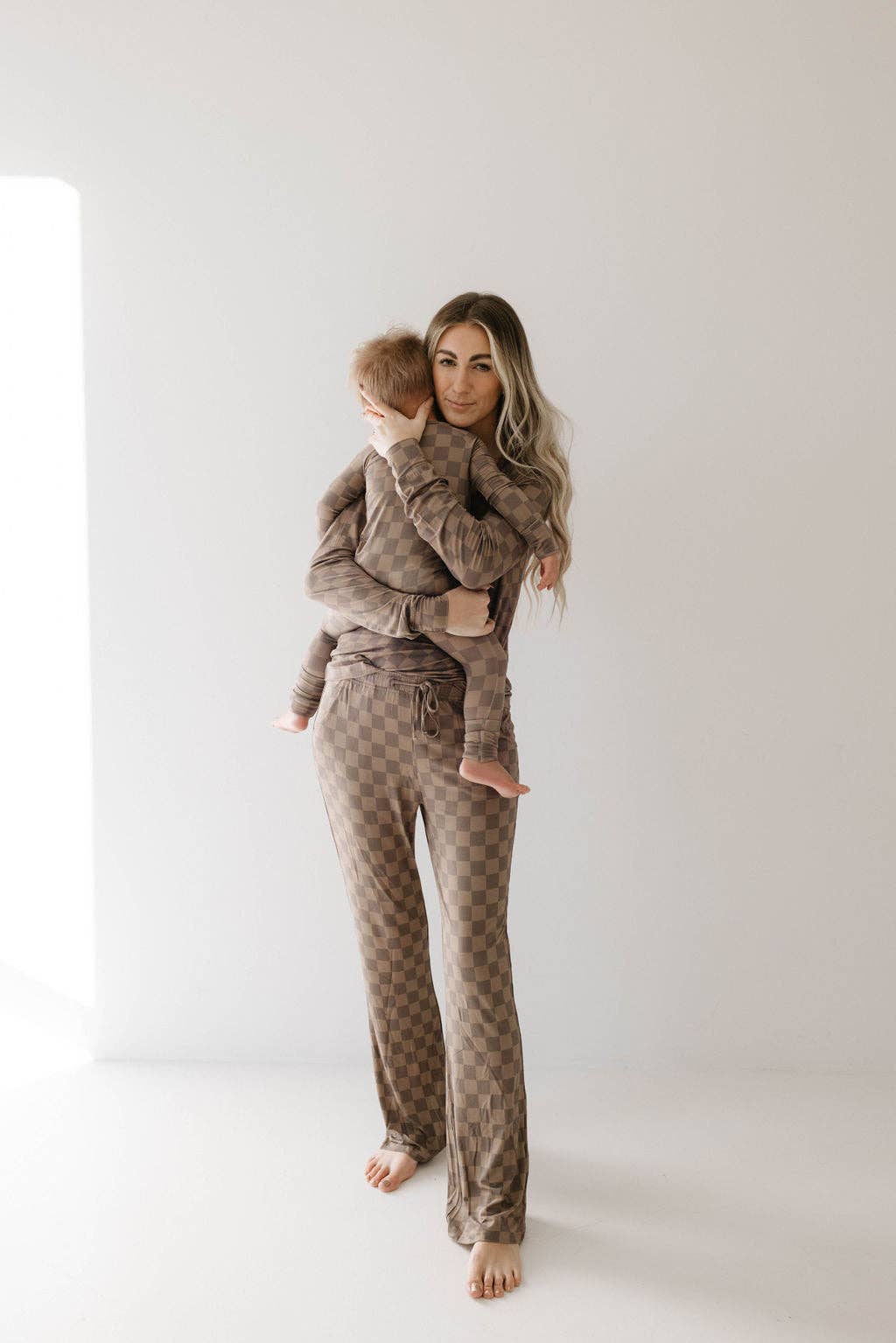 Forever French Baby - Wholesale Sleepwear Set - Women's - Women's Bamboo Pajama | Faded Brown Checkerboard3