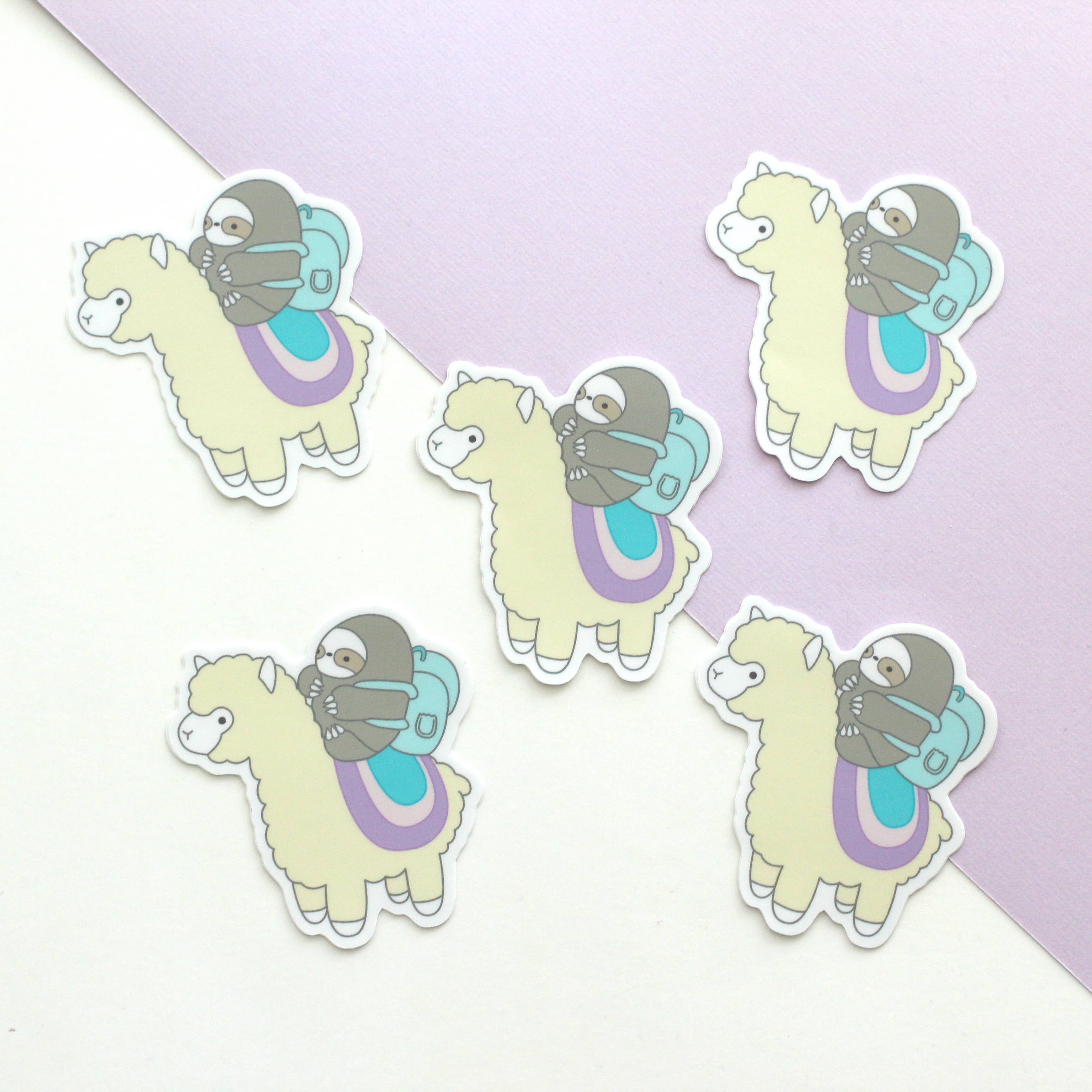 Wild Whimsy Woolies - Wholesale Sticker - Sloth and Alpaca Adventurer Vinyl Sticker. Llama Vinyl Decal3