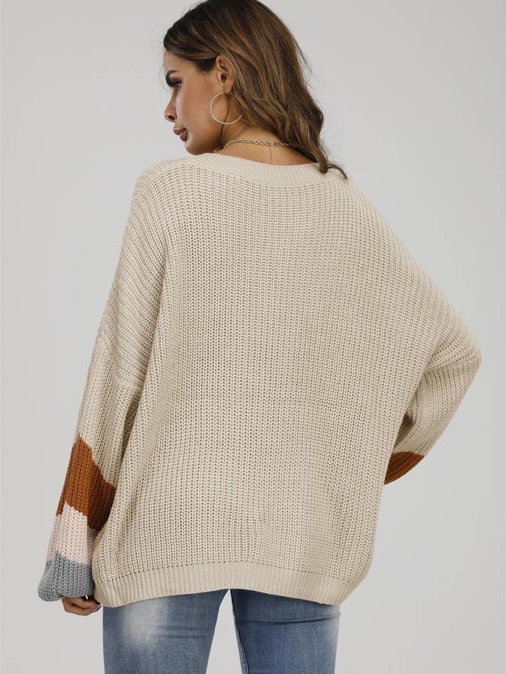 Striped Jumper In Beige & Peach Pink & Camel for wholesale on Faire2