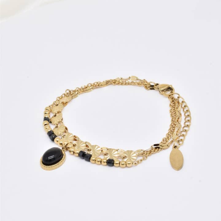 Kapyco - Wholesale Woven/Braided Bracelet - Stainless steel three row bracelet - BR210216OR1