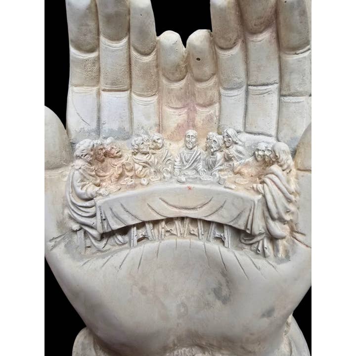 2 Greeks Inc - Wholesale Sculpture - Handcrafted Alabaster “Last Supper in Hands” Statue