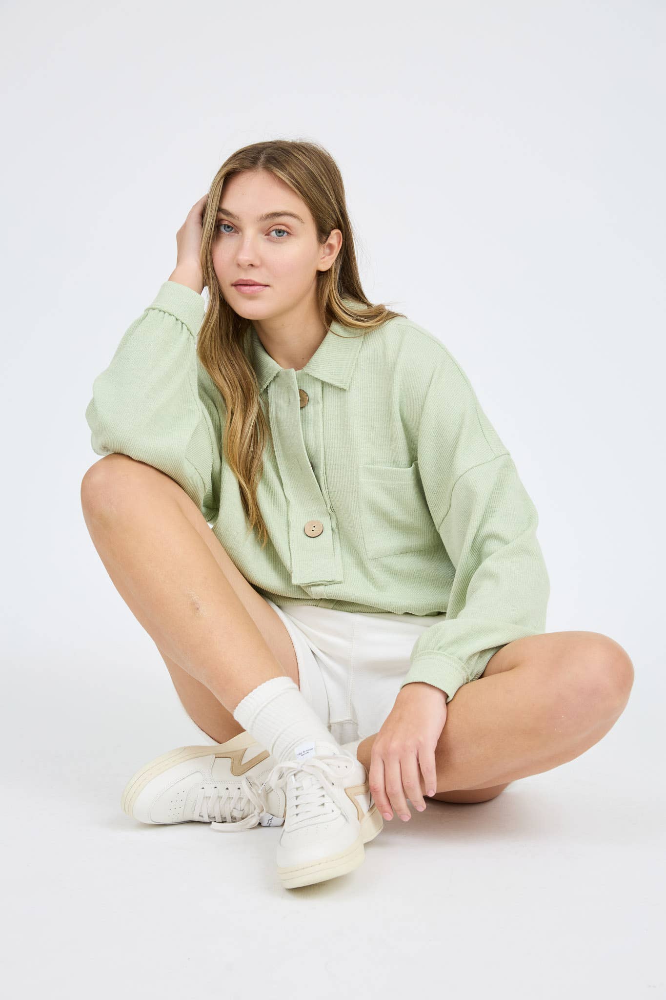 Blu Pepper - Venta al por mayor Jersey corto de punto - Mujer - TOP DE PUNTO CON CUELLO Y BORDES CRUDOS8