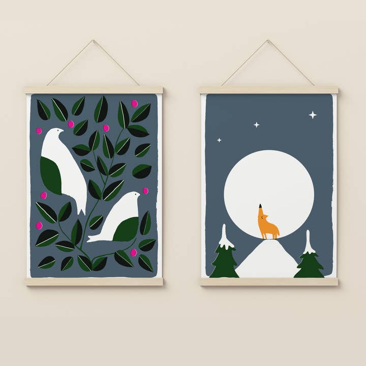 Illustrated Christmas Art Prints for wholesale by Know It All Prints