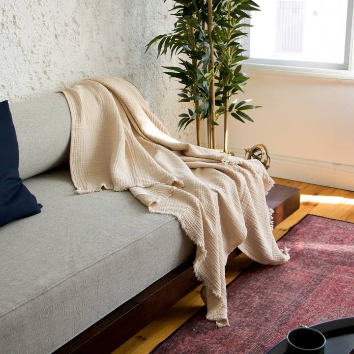 Primitive - Wholesale Throw blanket - Malvasia Muslin Gauze Throw Plaid Blanket W016