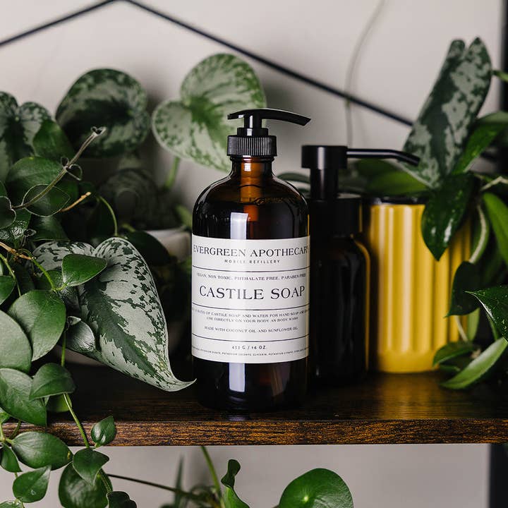 Evergreen Apothecary - Wholesale Hand Soap/Wash - Castile Soap, 16oz, Glass Bottle, Multiple Options