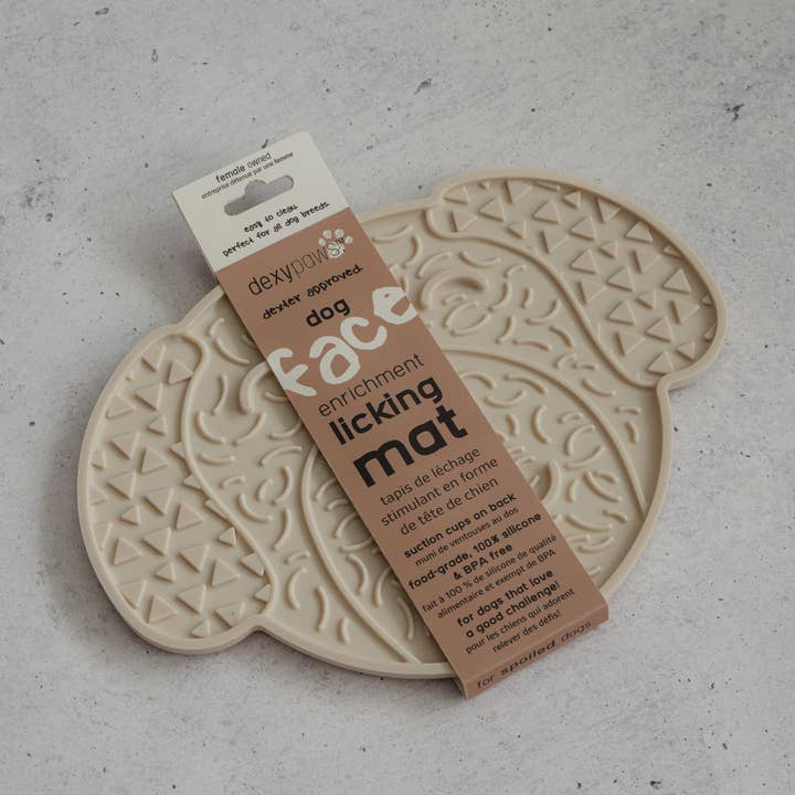 dexypaws - Wholesale Pet Food Mat - Dog - Cream Dog Head Enrichment Lick Mat