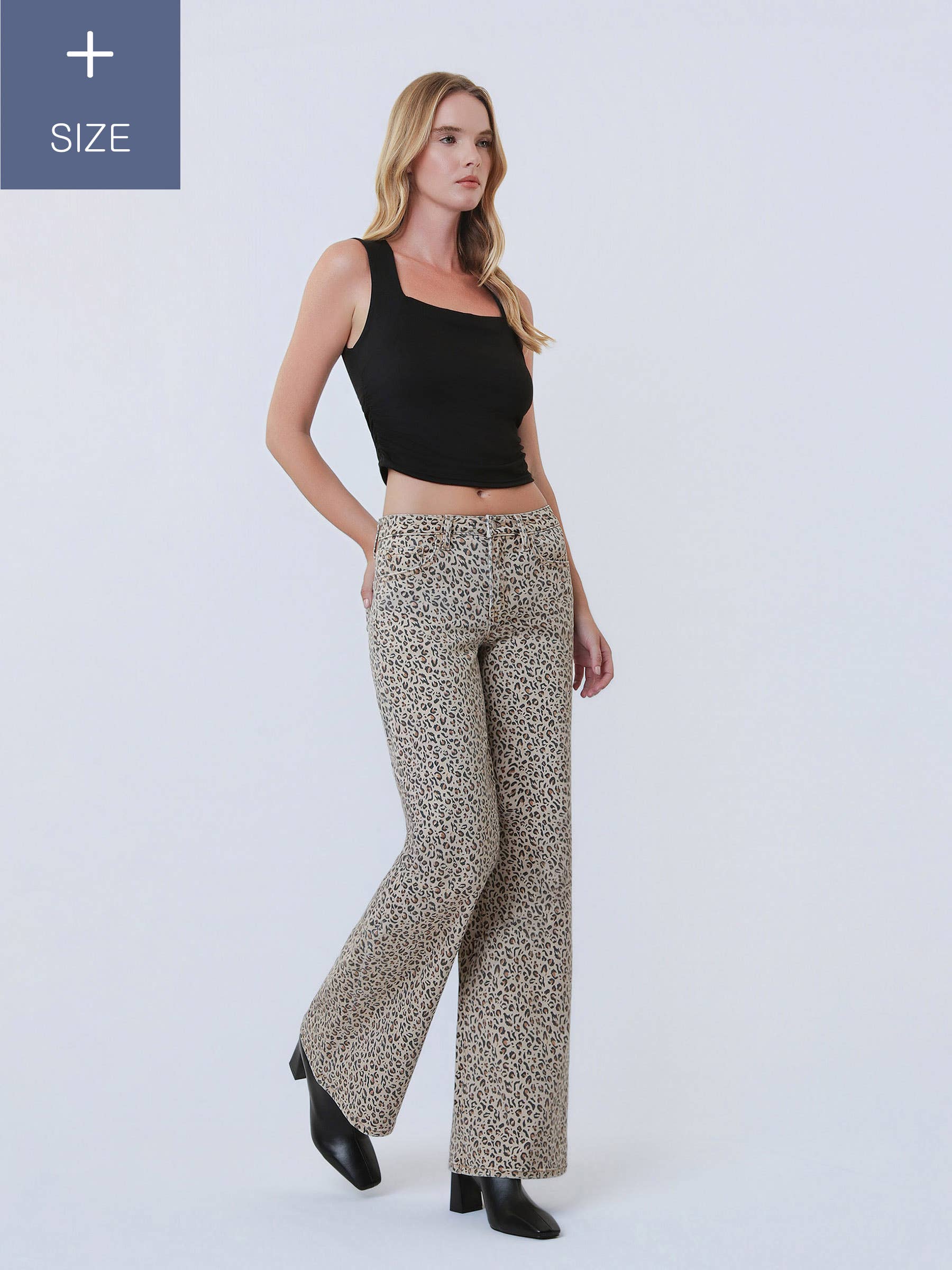 PLUS SIZE MID RISE LEOPARD PRINT WIDE LEG JEANS LV2178LPD-P for wholesale on Faire5
