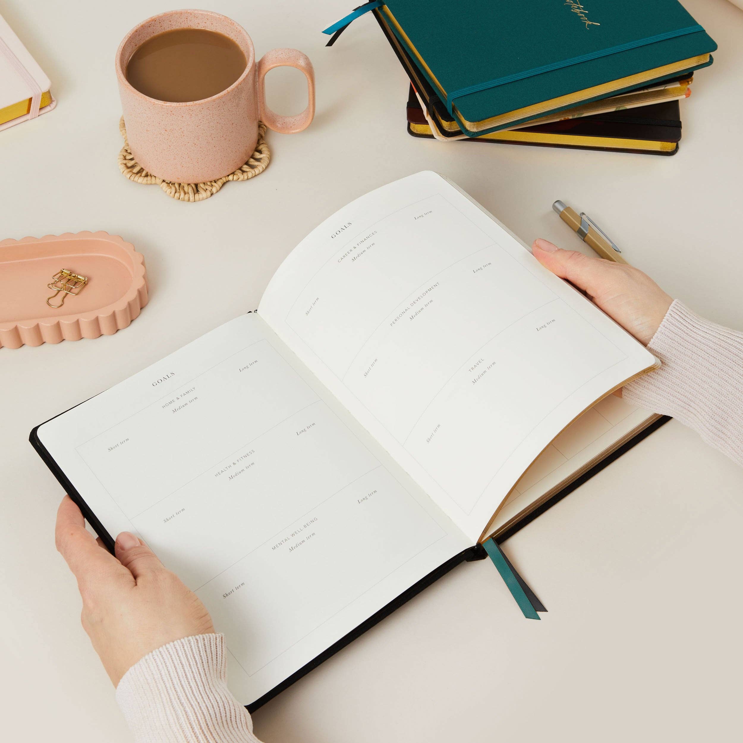 Blush And Gold - Vendita all'ingrosso Planner - Planner settimanale senza data « Juniper » con copertina in tessuto4