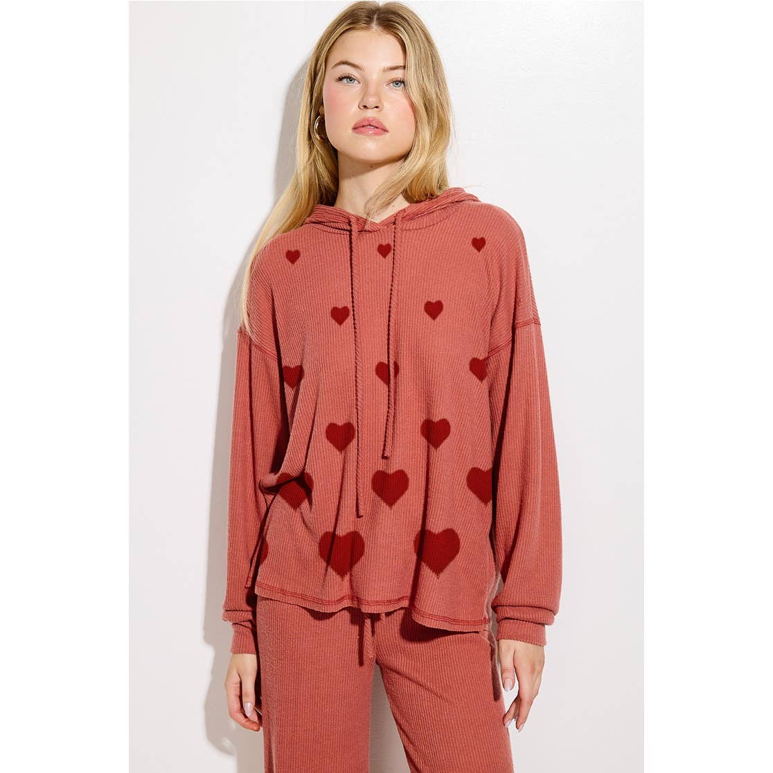 Phil Love - Wholesale Graphic Sweatshirt - Women's - Heart print soft rib Hoodie loungewear set20