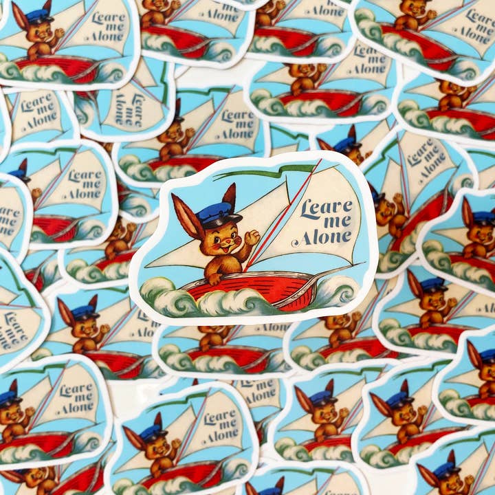 The Coin Laundry - Venta al por mayor Pegatina - Pegatina «Déjame en paz», divertidas pegatinas de conejo en barco