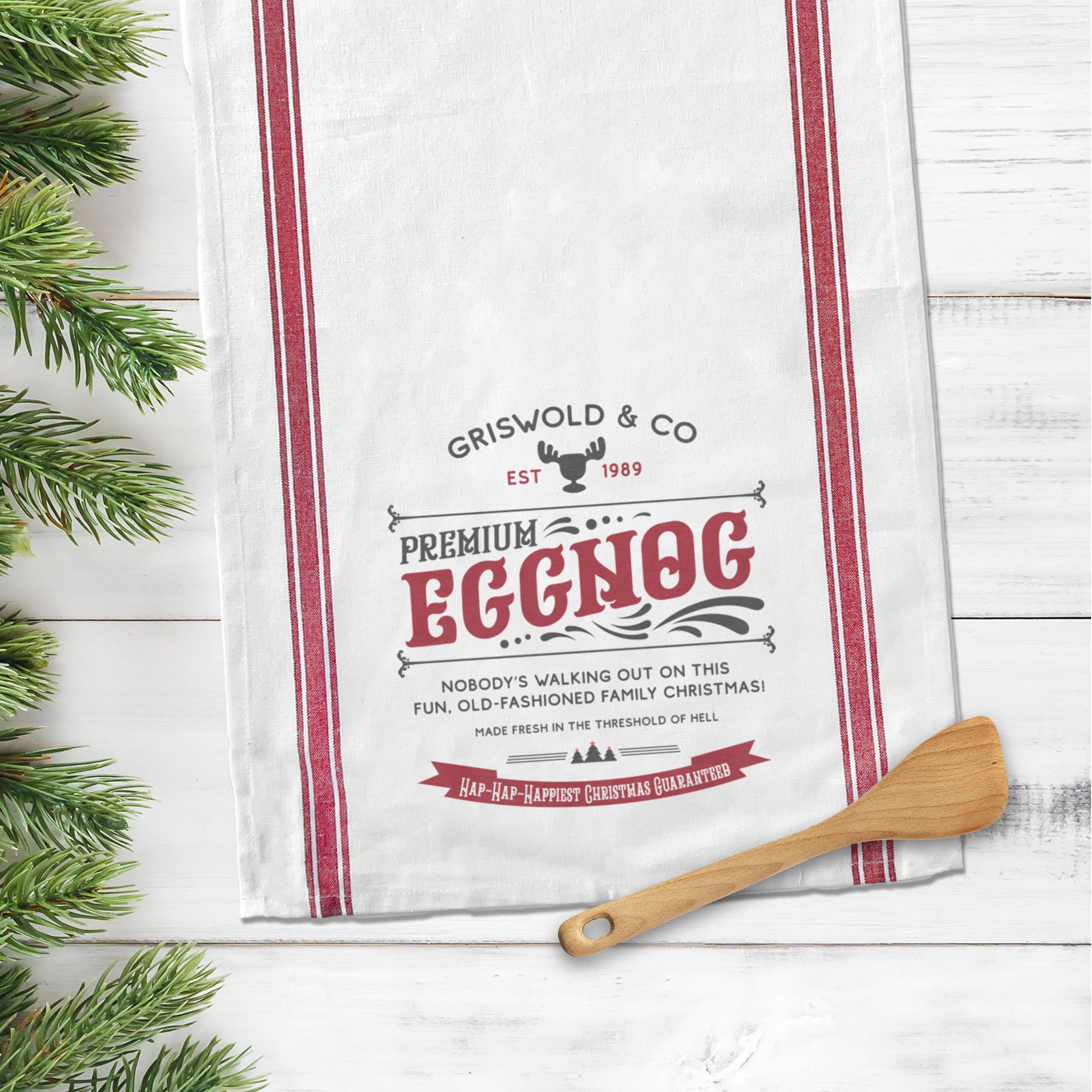 ZA Handmade Wholesale – Großhandel Geschirrtücher – Flour Sack Christmas Vacation inspiriertes Geschirrtuch Griswold & Co Eggnog Geschirrtuch Neuheit Weihnachten Geschirrtuch1