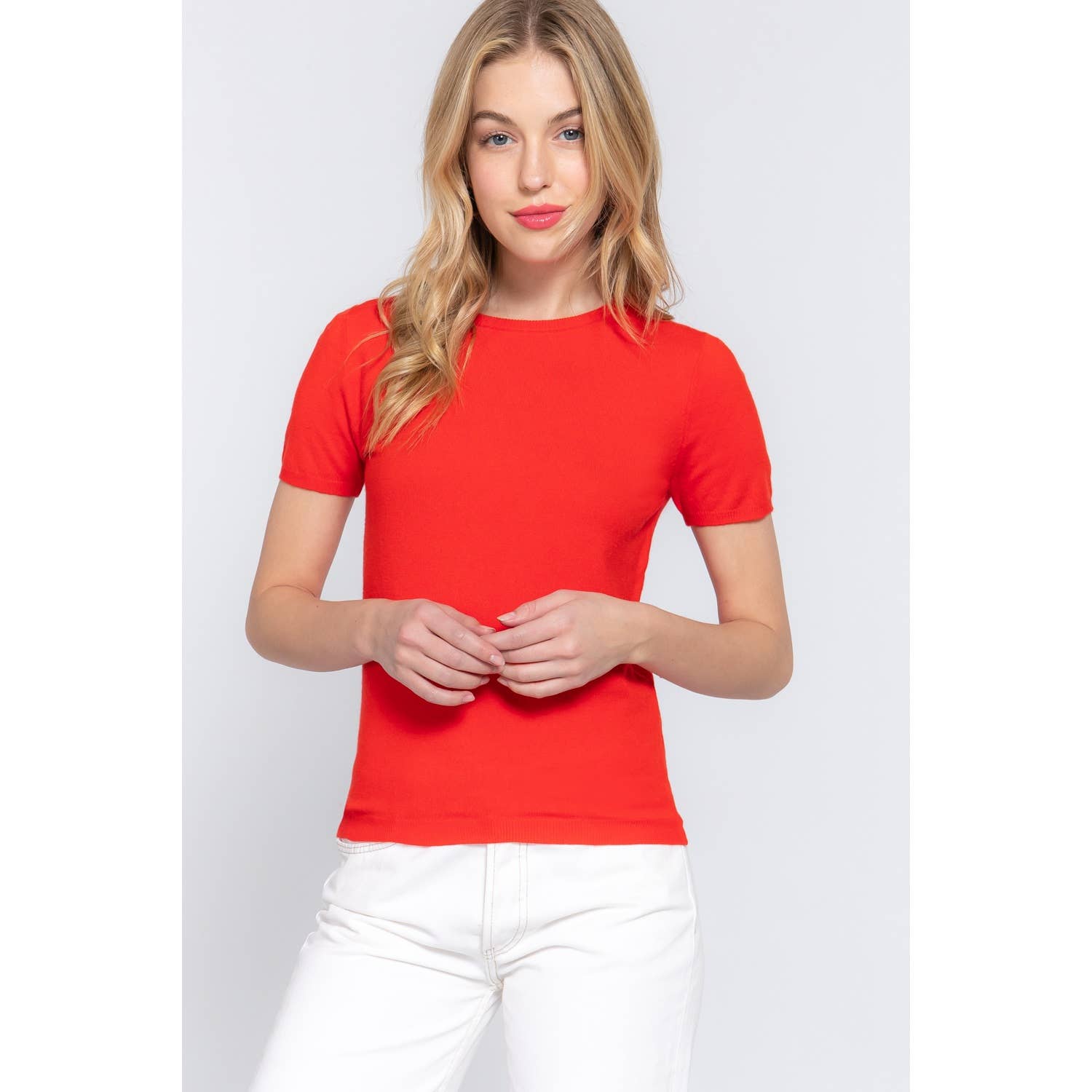 Apolline - Wholesale Knit Sweater - Women's - SHORT SLV ROUND NECK BASIC SPRING SWEATER6