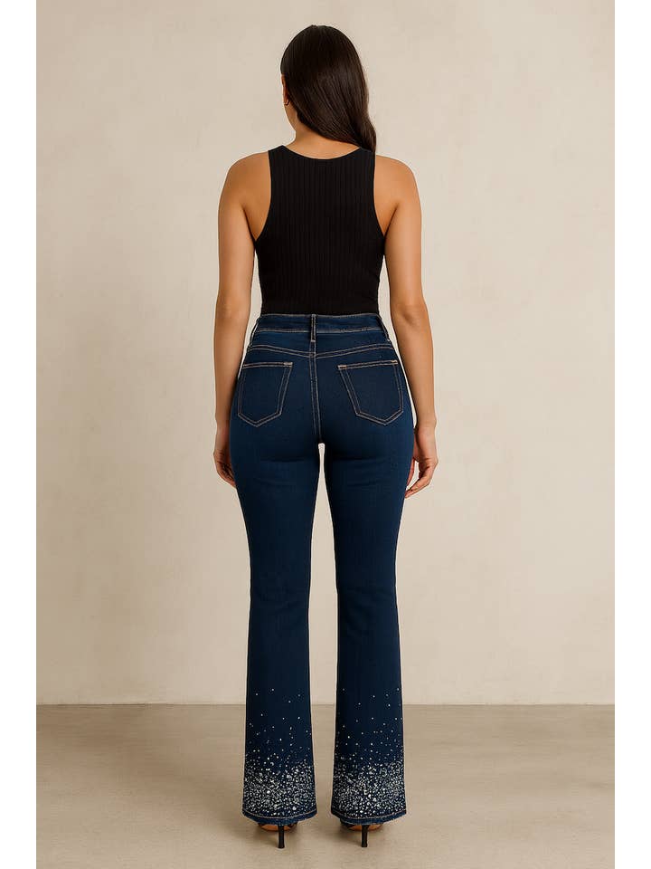 GJG Denim - Wholesale Jeans - Women's - Rhinestone Bootcut Jeans Premium Stretch1
