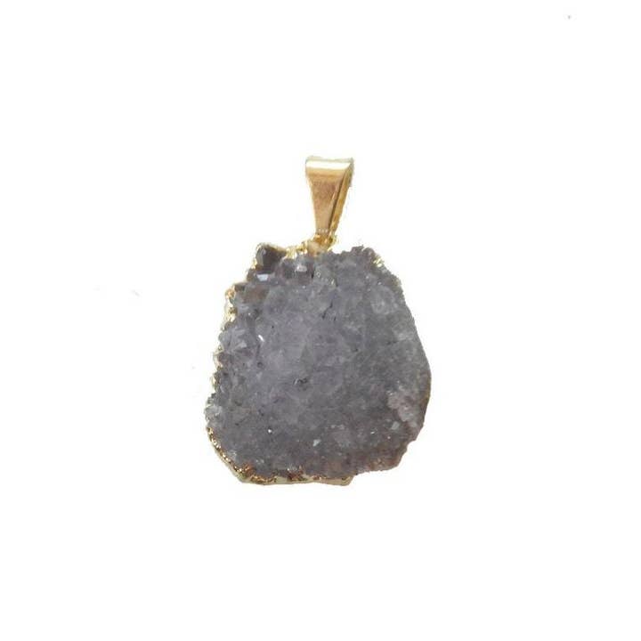 Rock Paradise - Wholesale Individual Charm/Pendant - Amethyst Druzy Crystal Pendants with 24k Gold Edge2