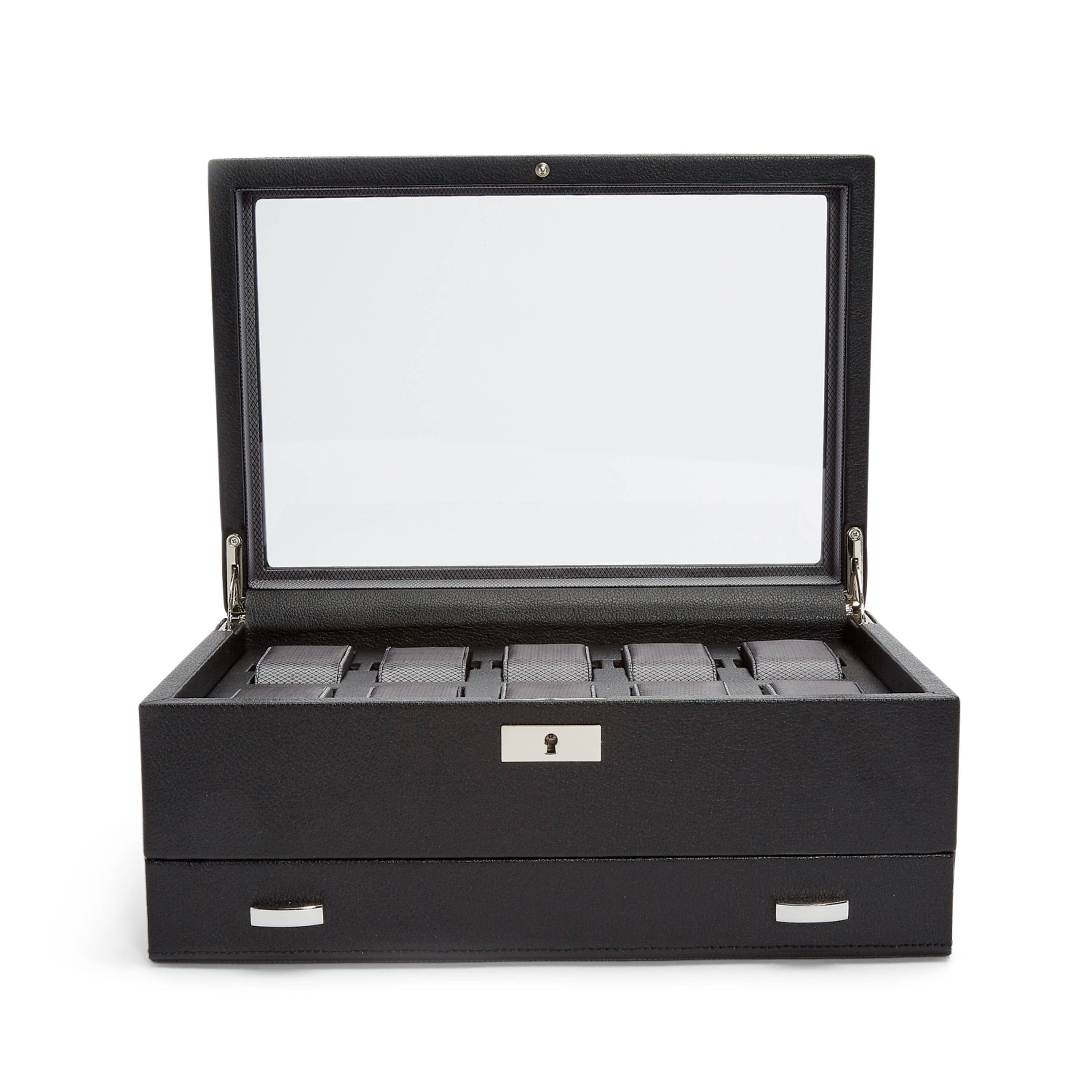 WOLF - Wholesale Jewelry Box/Organizer - Viceroy 10 PC Watch Box w/ Drawer - Black6