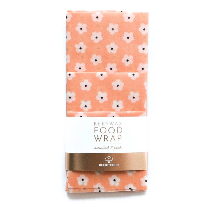 Bee Kitchen - Wholesale Food Storage Wrap/Bag - 3 Pack - Beeswax Food Wraps Pink Flowers4