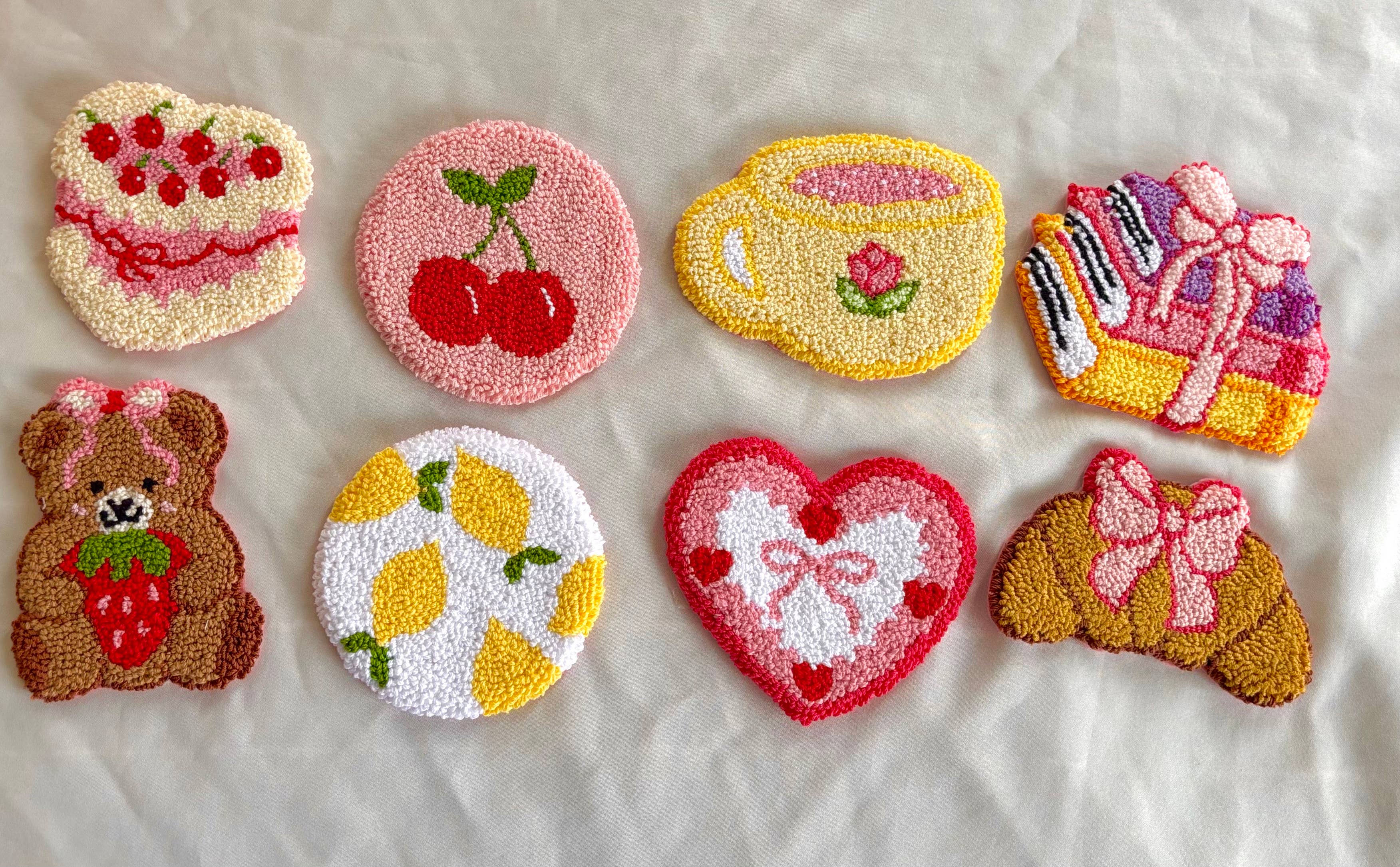 Honey Punches - Wholesale Coasters - Punch needle mug rugs, cottagecore coffee coasters decor2