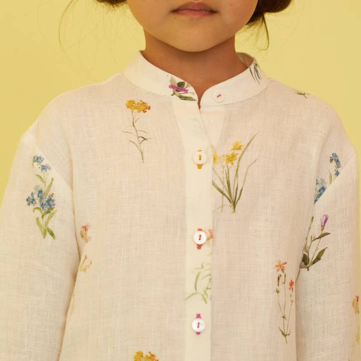 Zinnia Botanical Linen Shirt for wholesale by Tierra