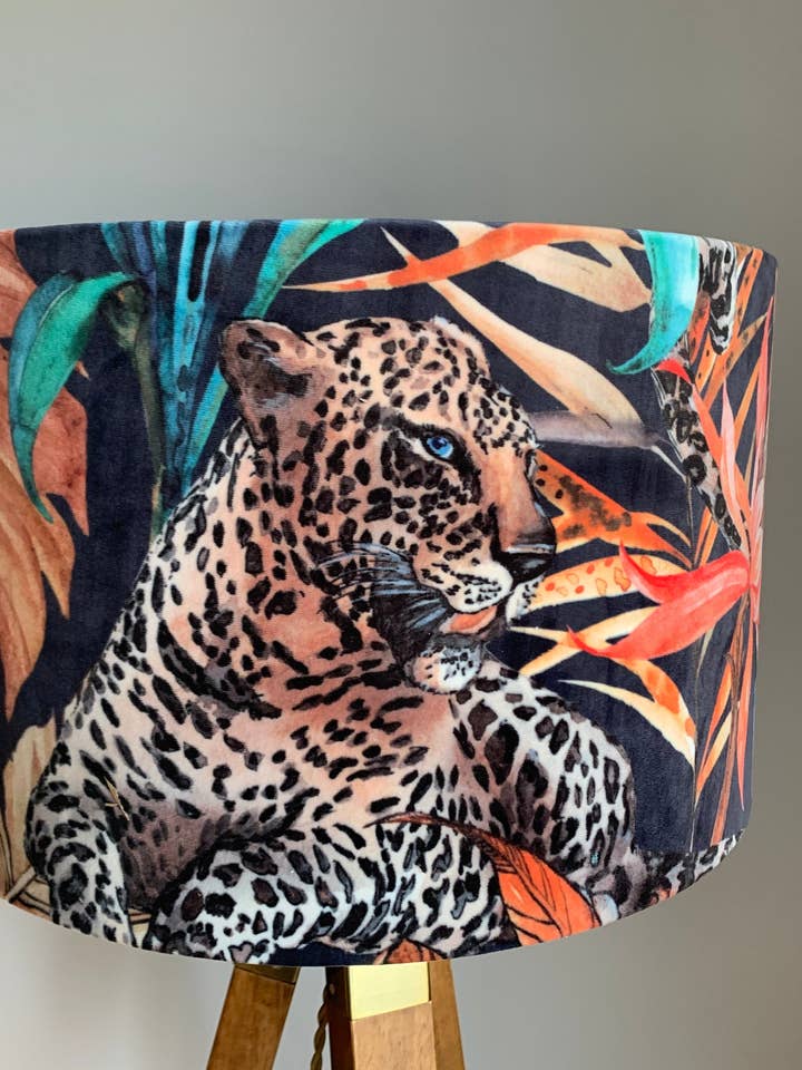 Velvet Large Leopard Lampshade for wholesale by The Lampshade Jungle