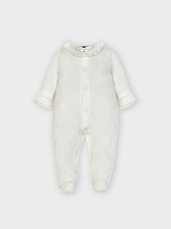 Babygrow collar frill embroidery english for wholesale by Minhon