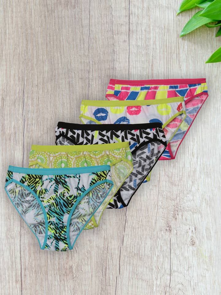 Isadora, Tipi toe, & James Fiallo - Wholesale Underwear - Women's - Isadora 5 Pack High Cut Cotton Panty/Underwear1