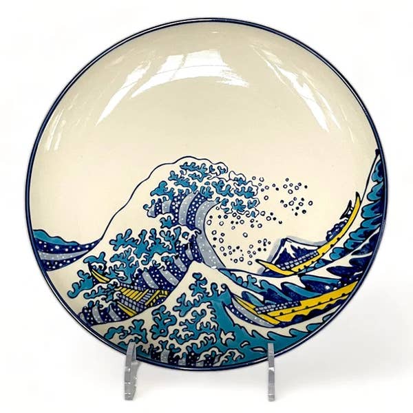 Urban Tokyo - Wholesale Dinner Plate - Great Wave 10.5"Dia Porcelain Round Dinner Plate Hand Paint
