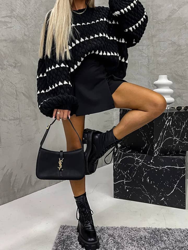 Masyal - Wholesale Knit Sweater - Women's - Flare-Sleeve Chunky Knit Sweater8