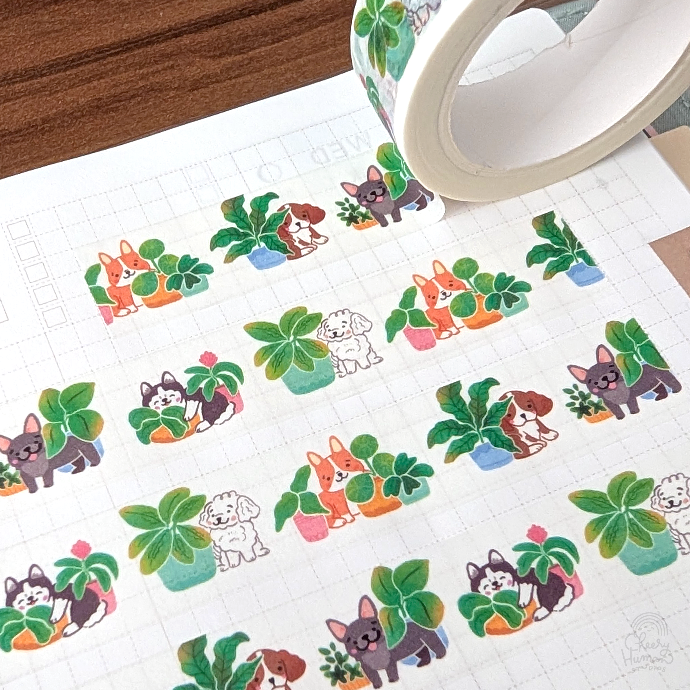 Cheery Human Studios - Wholesale Washi Tape - Dogs & Plants - Washi Tape2