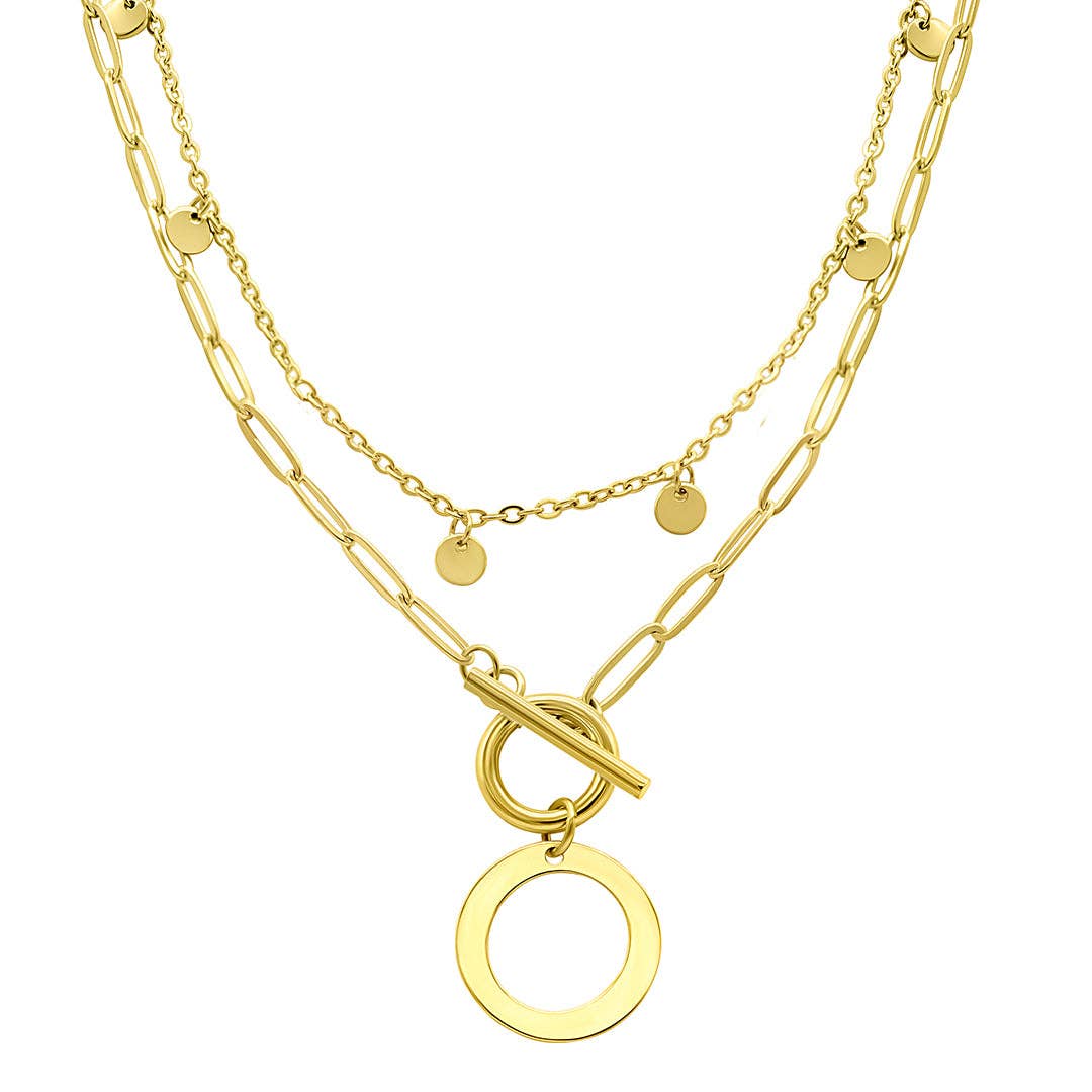 Adornia - Wholesale Pendant/Charm Necklace - Tarnish Resistant Confetti Paperclip Initial Toggle Necklace15