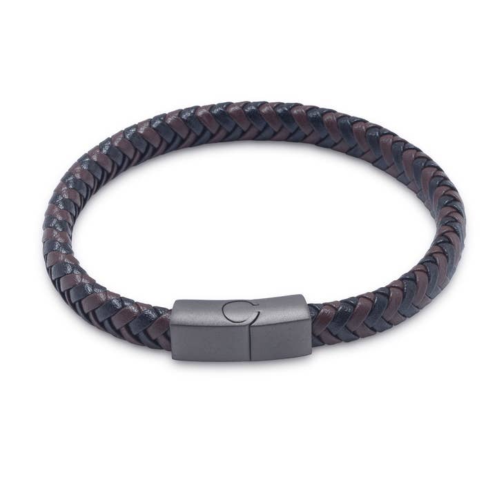 Couro Reciclado T1202 Castanho/Preto, Metal Gunmetal por atacado de Midhaven Ltd - Tribal Steel