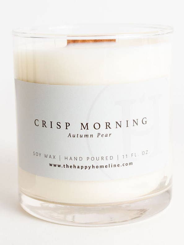 Bougie à mèche en bois Crisp Morning de 11 oz pour la vente par The Happy Home Line