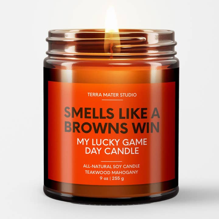 Terra Mater Studio LLC - Wholesale Jar/Filled Candle - Smells Like A Browns Win | Game Day Candle | Browns Merch