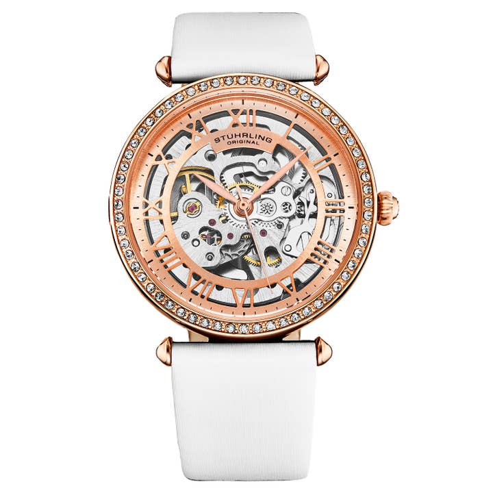 Luxe Automatic Wrist Watch - White Leather Strap
for wholesale by Stuhrling