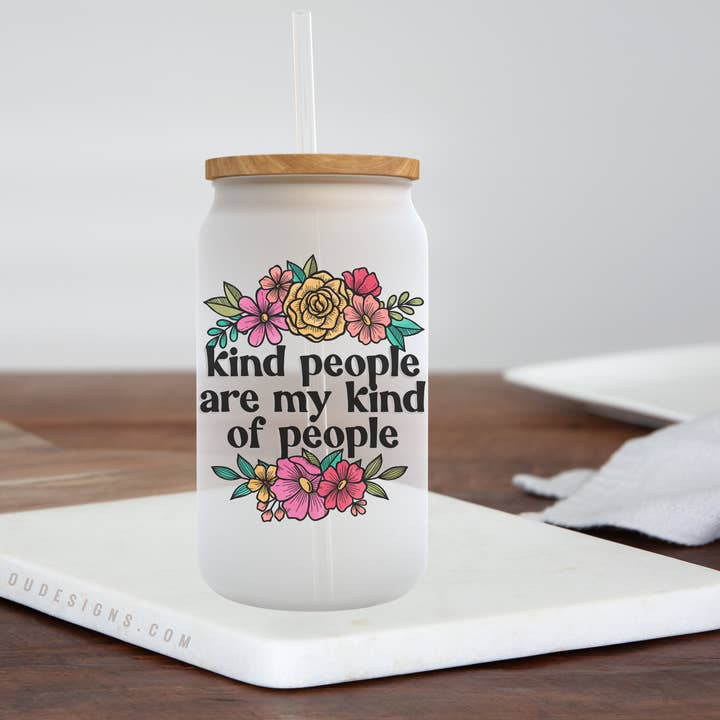 Kind People - Frosted Can Glass for wholesale by Livy Lou Designs + Co