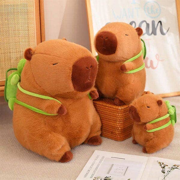 Showcase - Wholesale Stuffed/Plush Toy - Kids & Baby - Capybara 9" Kawaii Plush w/ Turtle Backpack Squishy Pillow Toy