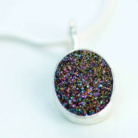 Rainbow druzy necklace pendant for wholesale by Louella Jewellery