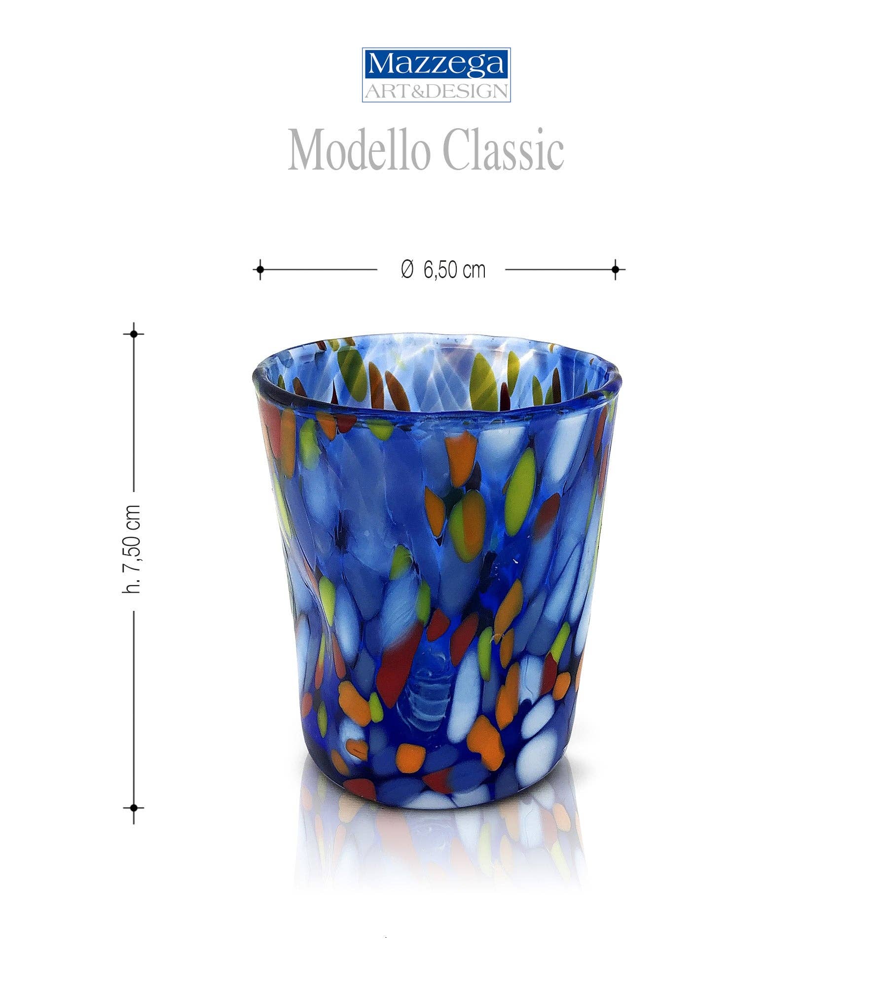 Mazzega Art & Design - Wholesale Cocktail/Liquor Glass - 6 Glasses in Glass "The Colors of Murano" LIQUOR-CLASSIC1