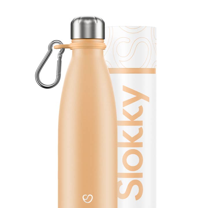 Pastellorange Thermosflasche & Karabiner - 500 ml für den Großhandel von Slokky