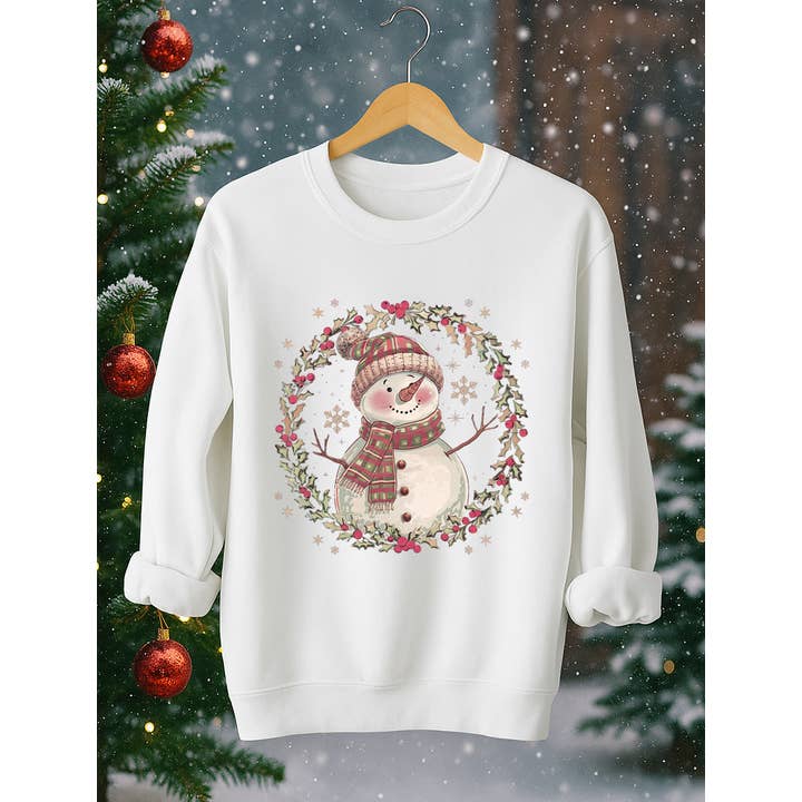Sudadera de Navidad con corona de muñeco de nieve para venta al por mayor de LaLaSista