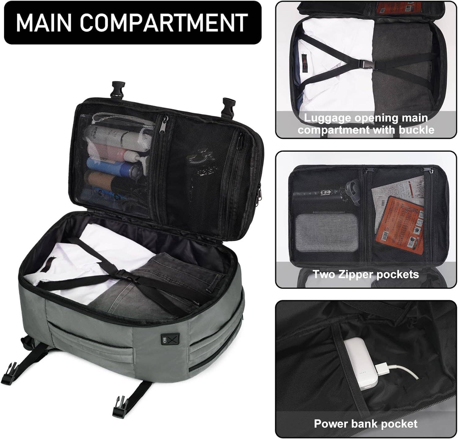 wandf - Wholesale Backpack - Unisex - 20L Underseat 13 Pockets Carry on Travel Bag with USB Port42