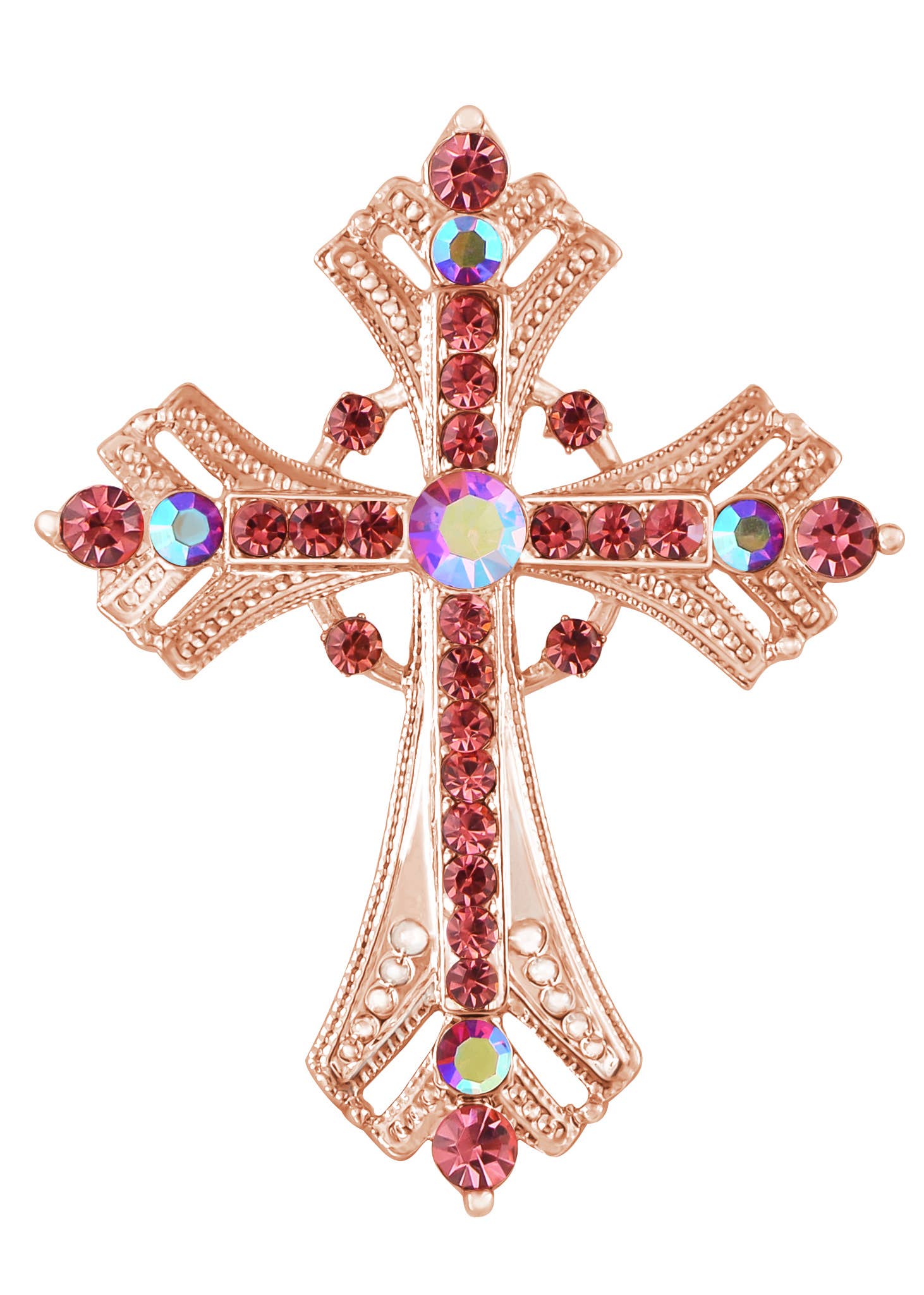 AK Brand - Vendita all'ingrosso Spille - Spilla a forma di croce religiosa argentata con strass16