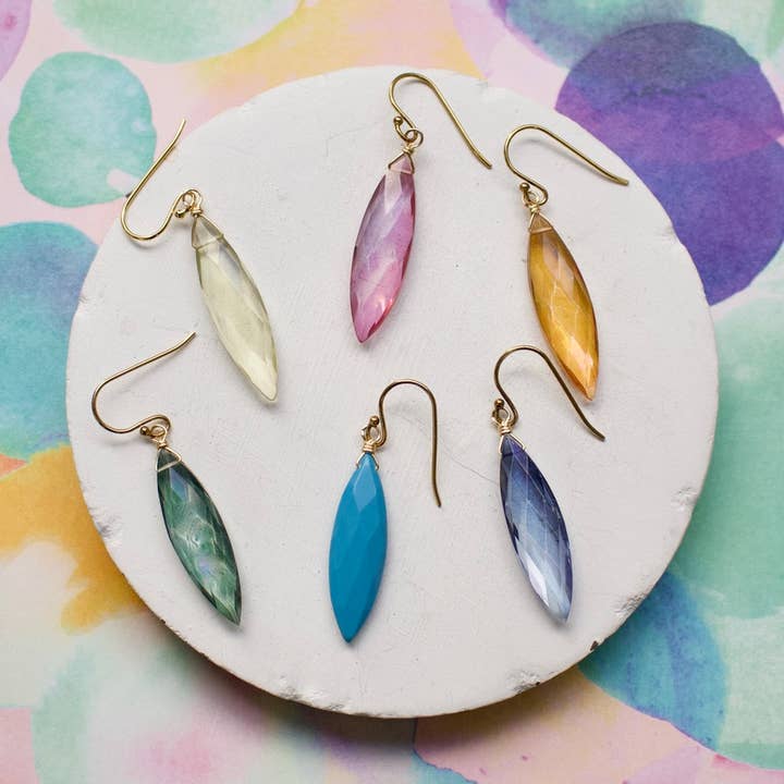 Leila Semi Precious Stone Navette Shaped Ear|Gold|Silver for wholesale by a.v. max