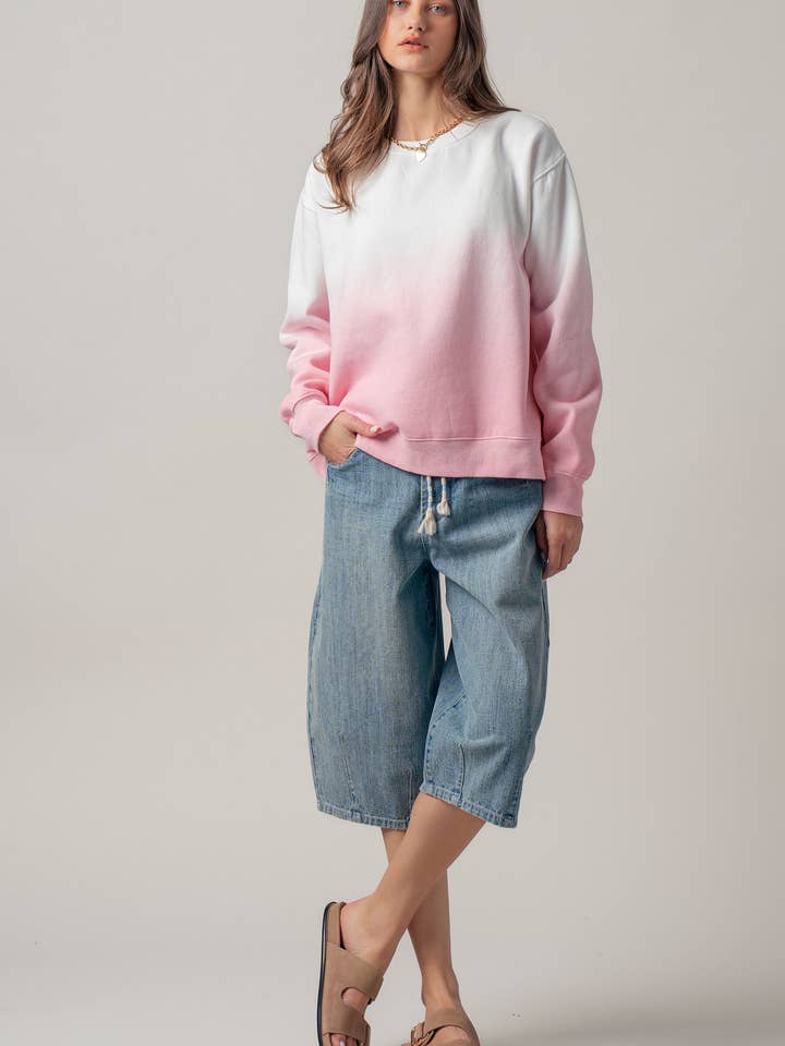 Urban Daizy - Wholesale Knit Sweater - Women's - Ombré Dip-Dye Crewneck Sweater5