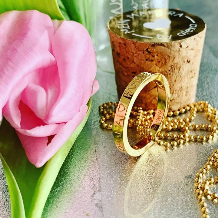 Mein Mantra - Venta al por mayor Anillo de banda/apilable - Mantraring - OHANA (SÍMBOLO DE CORAZÓN) FAMILIA5