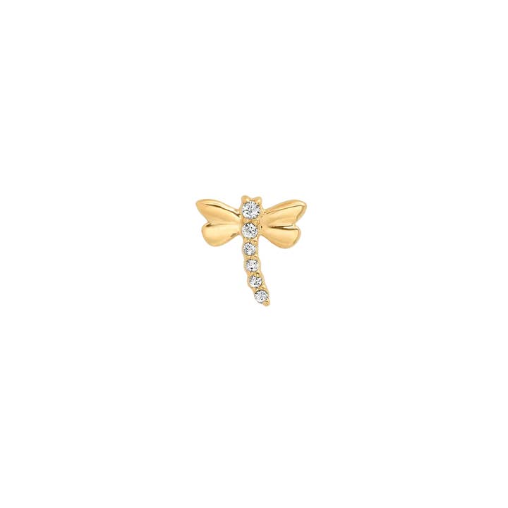 Piercing-zone - Wholesale Single Earring - Dragonfly With Gems – 14K/18K Gold Threadless End1