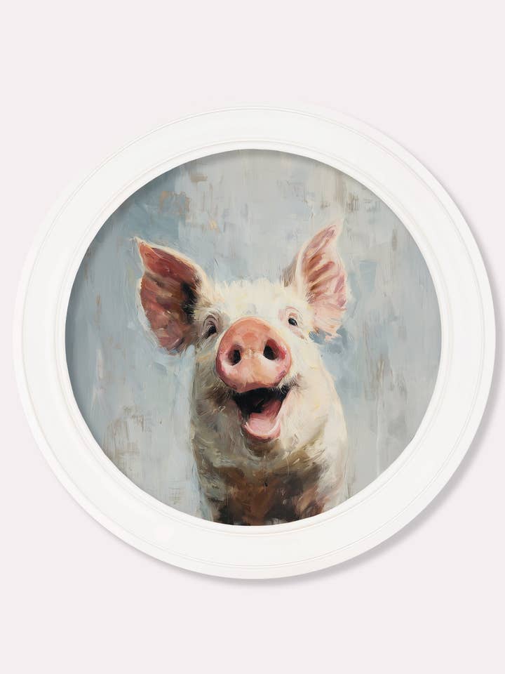 The Giggly Pig - Oxford Strong White round frame for wholesale by T A Interiors Wall Art & Mirrors