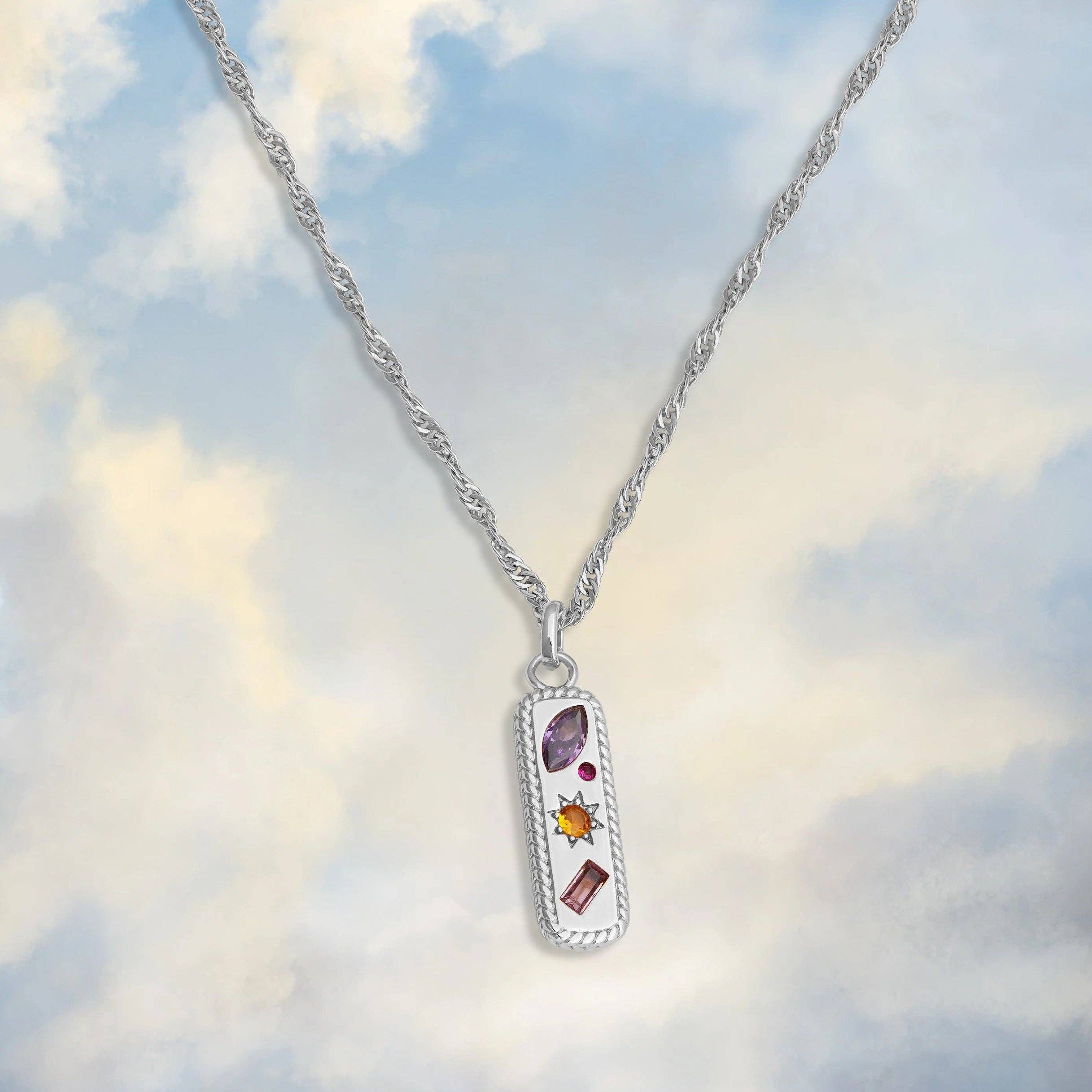 Junk Jewels Ltd - Wholesale Pendant/Charm Necklace - Kaleidoscope Gemstone Tag Pendant Necklace4