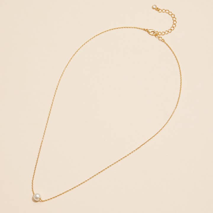 Frem - Wholesale Pendant/Charm Necklace - 6mm Classic Pearl Charm 18K Gold Dip Necklace