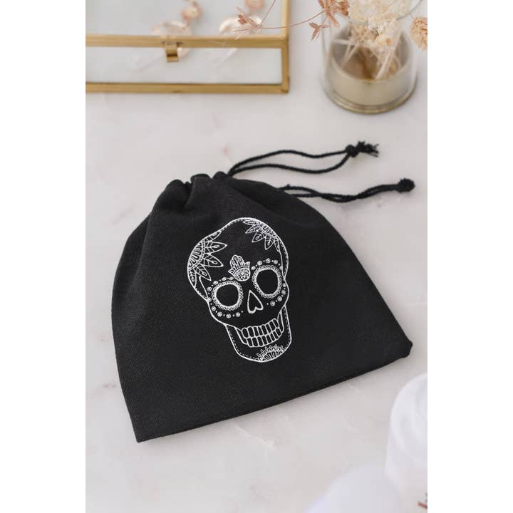 Xander Kostroma - Wholesale Gua Sha tool - Tigers Eye Crystal Gua Sha with Black Skull Pouch2